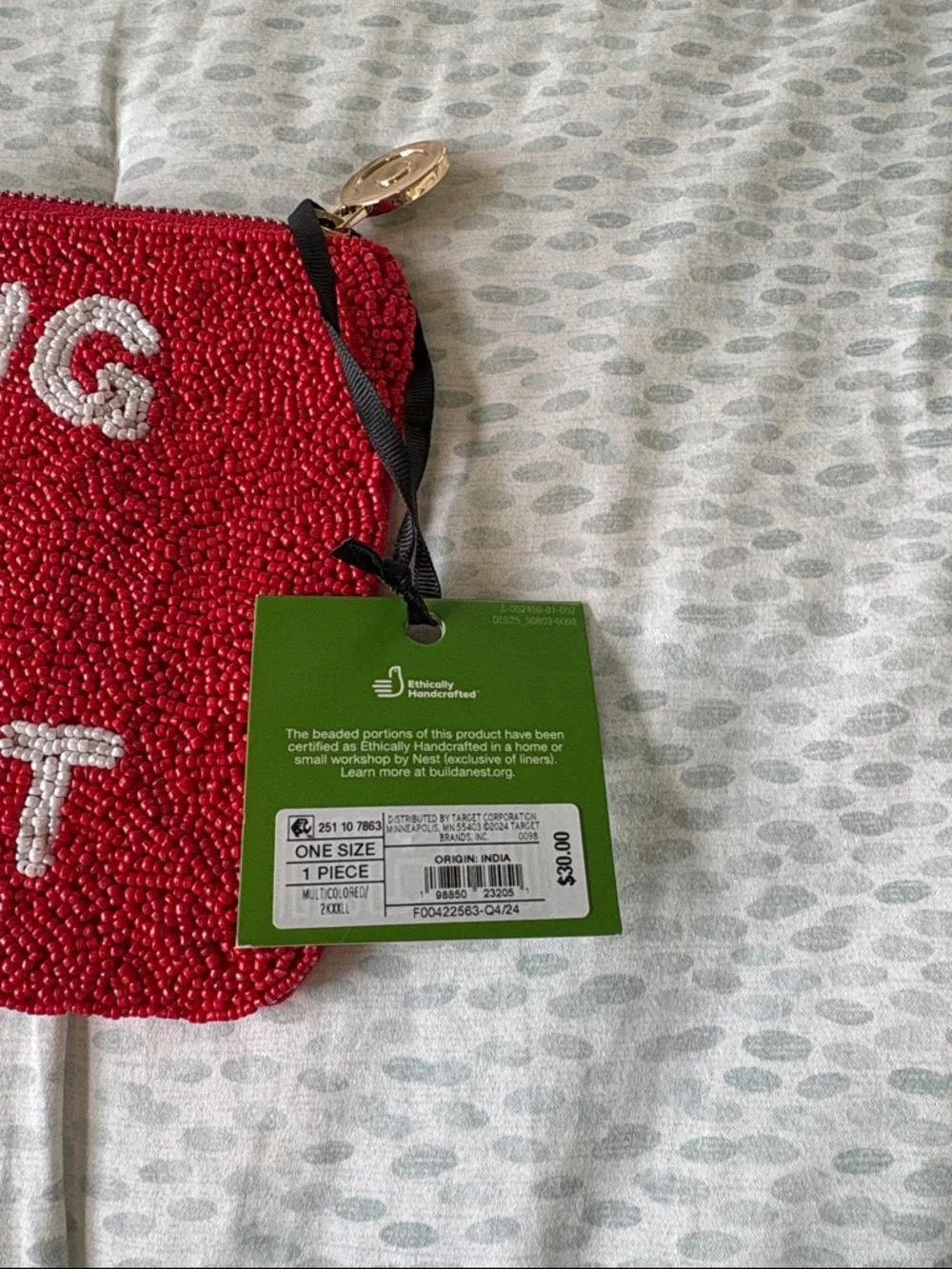Going to Target Red Beaded Wristlet Pouch Kate Spade x Target NWT - Picture 5 of 6